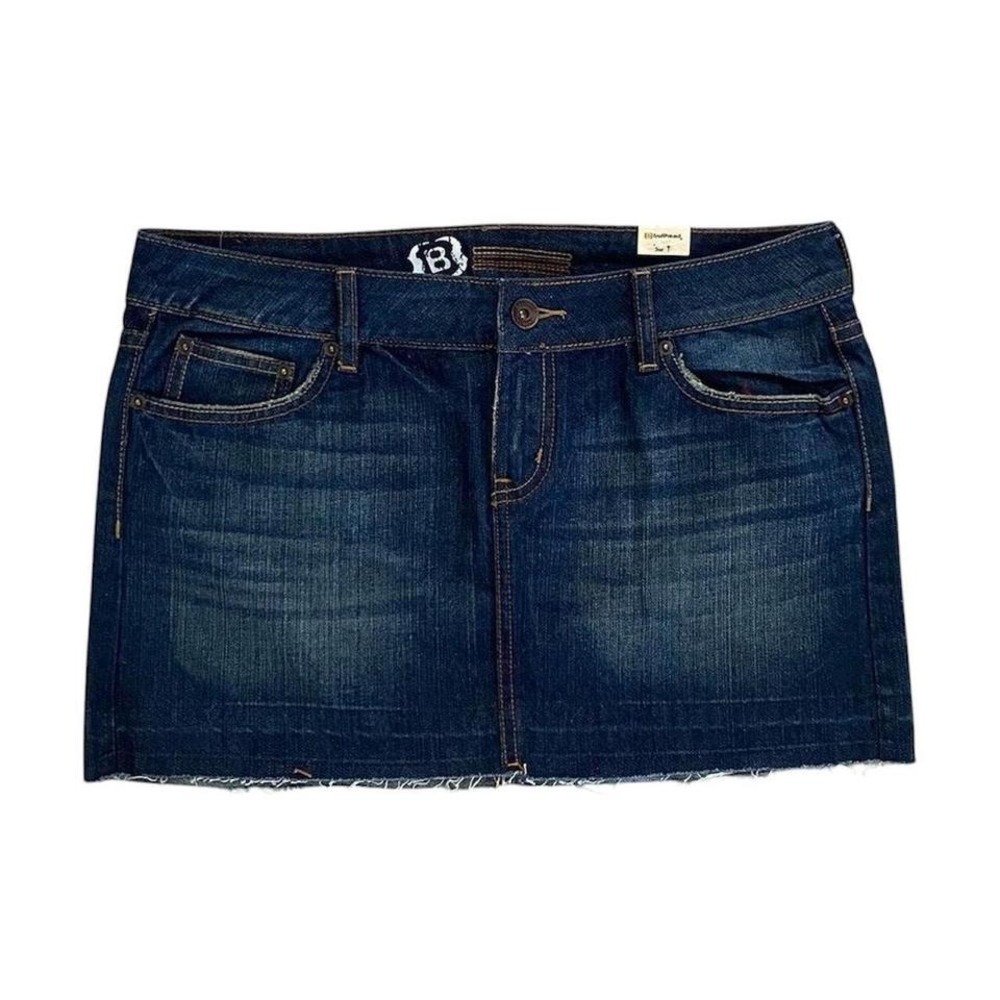 Vintage Bullhead Denim Skirt Blue‎ Wash Frayed Hem Size 9 Distressed